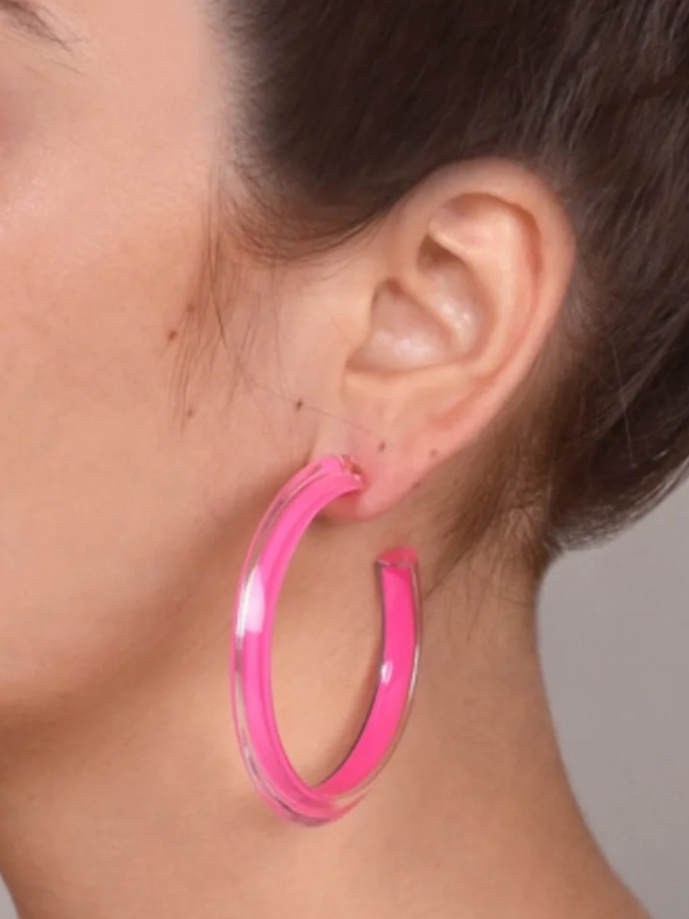 Alison Lou Bright Pink Jelly Hoop Earrings